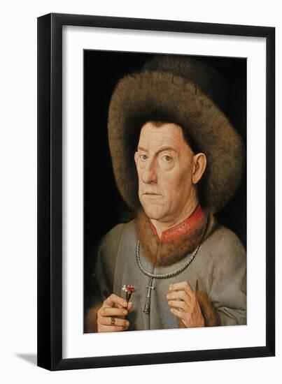 Portrait of a Man with Carnation and the Order of Saint Anthony-Jan van Eyck-Framed Giclee Print