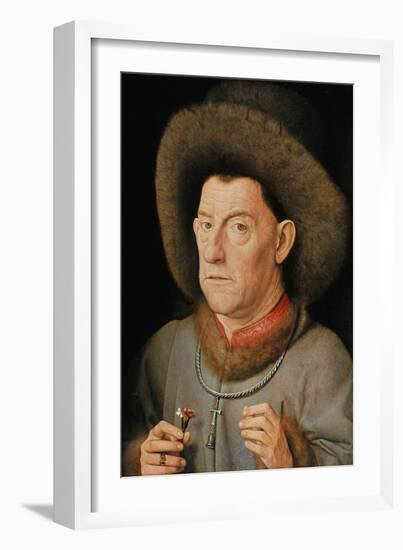 Portrait of a Man with Carnation and the Order of Saint Anthony-Jan van Eyck-Framed Giclee Print