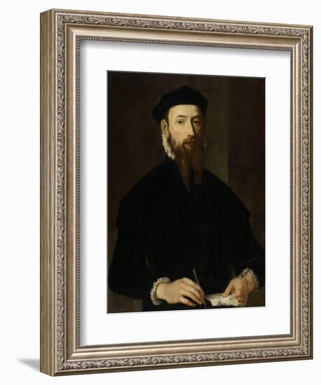 Portrait of a Man.-Maarten van Heemskerck-Framed Art Print