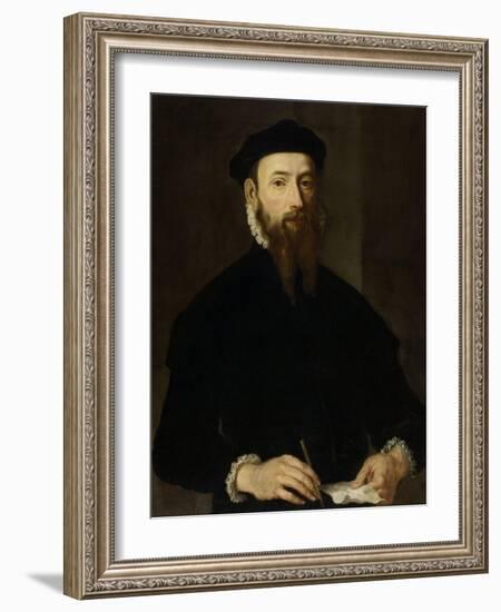 Portrait of a Man.-Maarten van Heemskerck-Framed Art Print