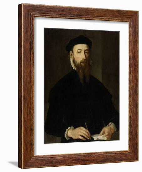 Portrait of a Man.-Maarten van Heemskerck-Framed Art Print