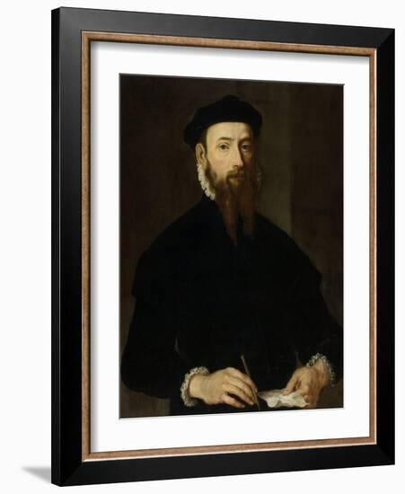 Portrait of a Man.-Maarten van Heemskerck-Framed Art Print