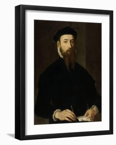 Portrait of a Man.-Maarten van Heemskerck-Framed Art Print