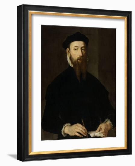 Portrait of a Man.-Maarten van Heemskerck-Framed Art Print