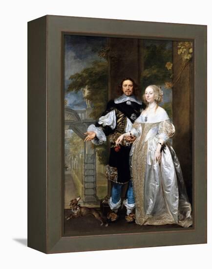 Portrait of a Married Couple in the Park-Gonzalez Coques-Framed Premier Image Canvas