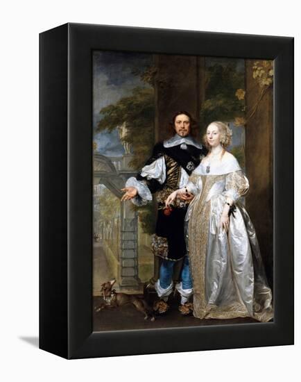 Portrait of a Married Couple in the Park-Gonzalez Coques-Framed Premier Image Canvas