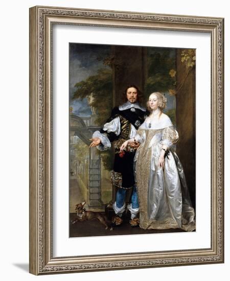 Portrait of a Married Couple in the Park-Gonzalez Coques-Framed Giclee Print