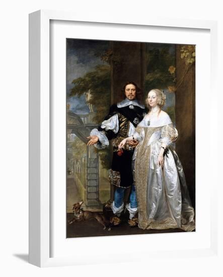 Portrait of a Married Couple in the Park-Gonzalez Coques-Framed Giclee Print