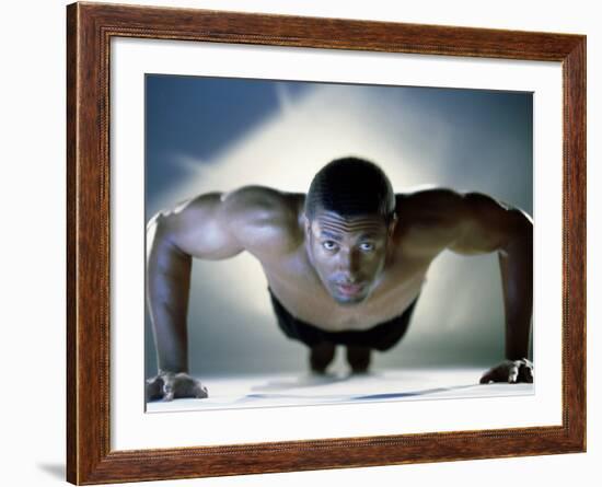 Portrait of a Mid Adult Man Exercising-null-Framed Photographic Print