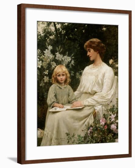 Portrait of a Mother and a Daughter Reading a Book-Edwin Harris-Framed Giclee Print