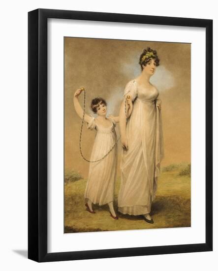 Portrait of a Mother and Her Daughter, in White Dresses, the Daughter with a Skipping Rope-Adam Buck-Framed Giclee Print