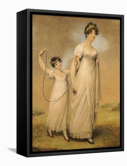 Portrait of a Mother and Her Daughter, in White Dresses, the Daughter with a Skipping Rope-Adam Buck-Framed Premier Image Canvas