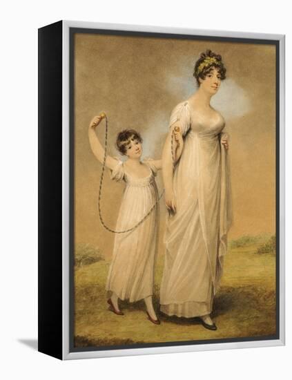 Portrait of a Mother and Her Daughter, in White Dresses, the Daughter with a Skipping Rope-Adam Buck-Framed Premier Image Canvas