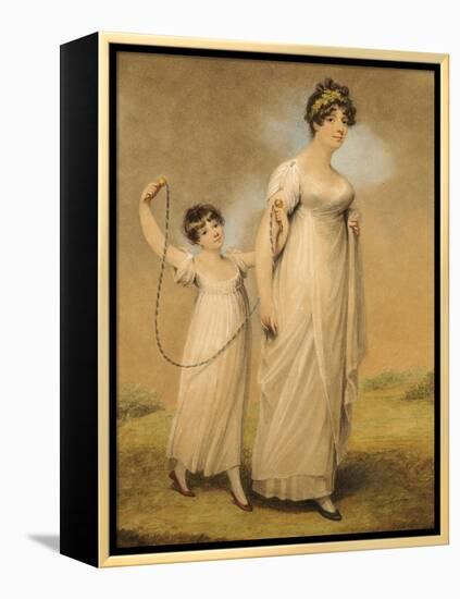 Portrait of a Mother and Her Daughter, in White Dresses, the Daughter with a Skipping Rope-Adam Buck-Framed Premier Image Canvas