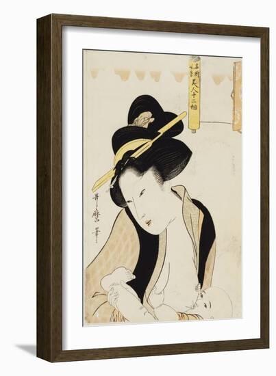Portrait of a Mother Breastfeeding Her Child-Kitagawa Utamaro-Framed Giclee Print