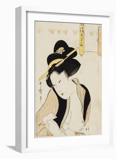 Portrait of a Mother Breastfeeding Her Child-Kitagawa Utamaro-Framed Giclee Print