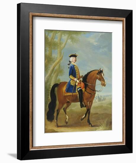 Portrait of a Mounted Officer, Horsemen Beyond in a Landscape-John Wootton-Framed Giclee Print