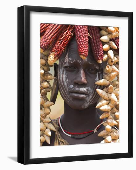 Portrait of a Mursi Lady, South Omo Valley, Ethiopia, Africa-Jane Sweeney-Framed Photographic Print