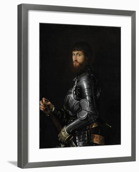 Portrait of a Nobleman in Armour, Between 1540 and 1560-Giovan Battista Moroni-Framed Giclee Print