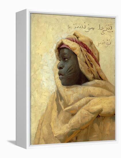 Portrait of a Nubian (Oil on Panel)-Peder Monsted-Framed Premier Image Canvas