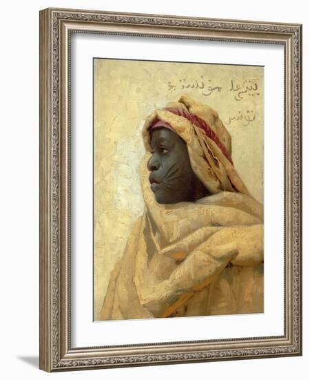 Portrait of a Nubian (Oil on Panel)-Peder Monsted-Framed Giclee Print