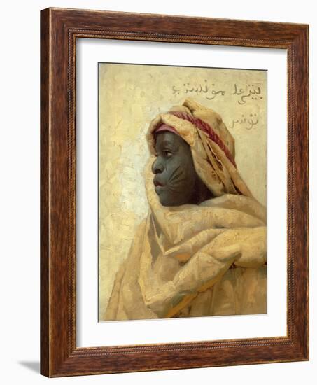 Portrait of a Nubian (Oil on Panel)-Peder Monsted-Framed Giclee Print