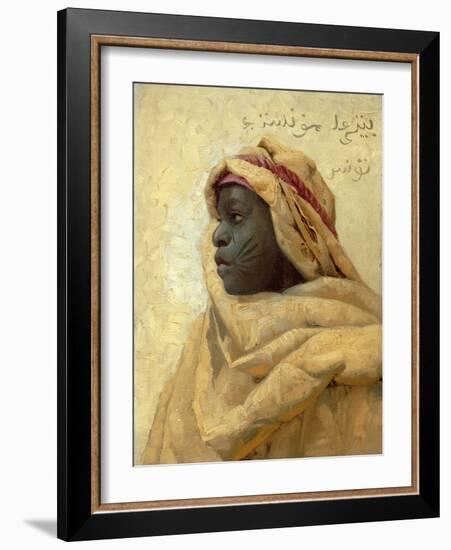 Portrait of a Nubian (Oil on Panel)-Peder Monsted-Framed Giclee Print