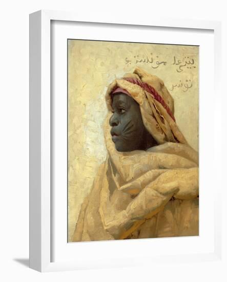 Portrait of a Nubian (Oil on Panel)-Peder Monsted-Framed Giclee Print