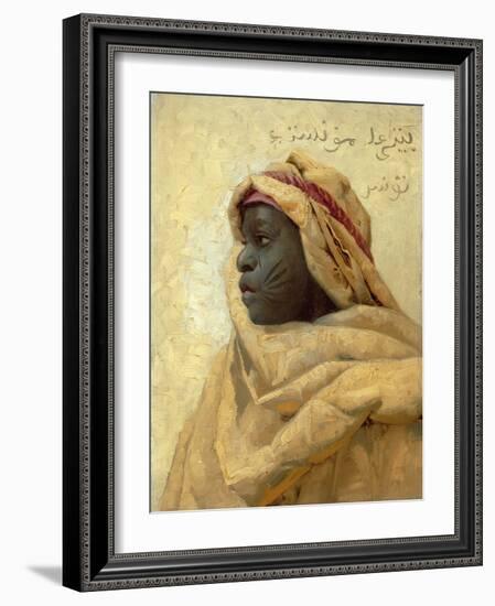 Portrait of a Nubian (Oil on Panel)-Peder Monsted-Framed Giclee Print