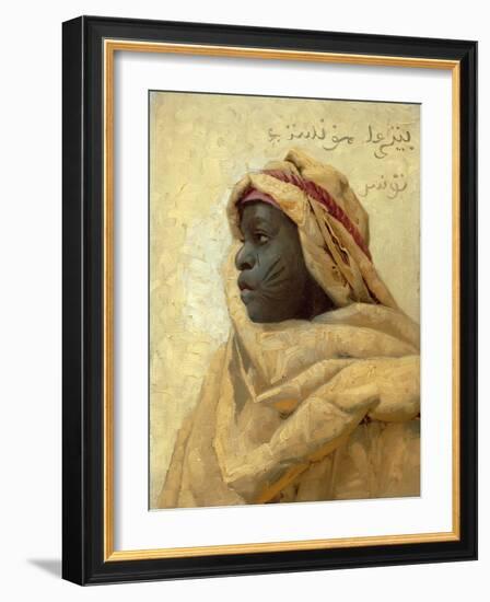 Portrait of a Nubian (Oil on Panel)-Peder Monsted-Framed Giclee Print