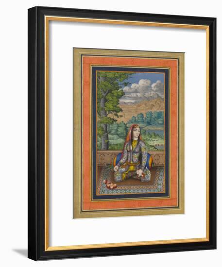 "Portrait of a Persian Lady", Folio from the Davis Album, c.1736-37-Persian School-Framed Giclee Print