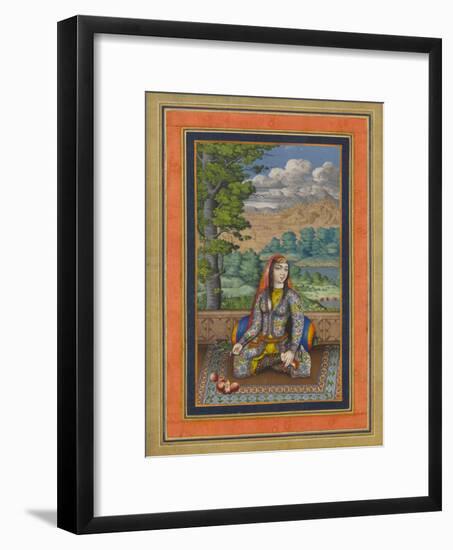 "Portrait of a Persian Lady", Folio from the Davis Album, c.1736-37-Persian School-Framed Giclee Print