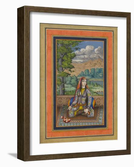 "Portrait of a Persian Lady", Folio from the Davis Album, c.1736-37-Persian School-Framed Giclee Print