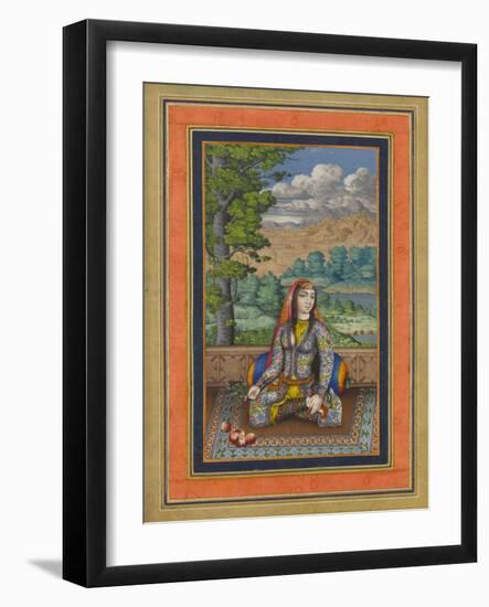 "Portrait of a Persian Lady", Folio from the Davis Album, c.1736-37-Persian School-Framed Giclee Print