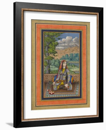 "Portrait of a Persian Lady", Folio from the Davis Album, c.1736-37-Persian School-Framed Giclee Print