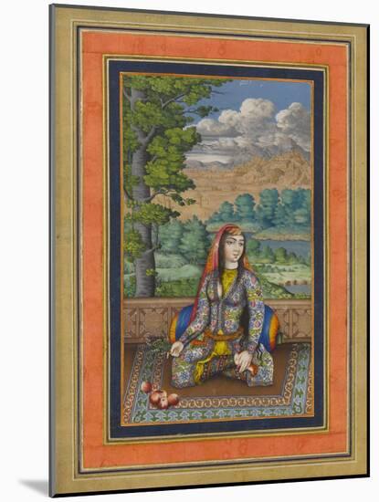 "Portrait of a Persian Lady", Folio from the Davis Album, c.1736-37-Persian School-Mounted Giclee Print