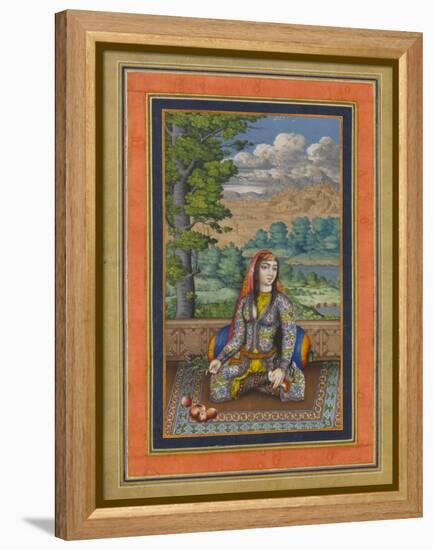 "Portrait of a Persian Lady", Folio from the Davis Album, c.1736-37-Persian School-Framed Premier Image Canvas