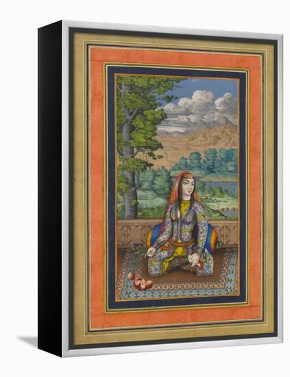 "Portrait of a Persian Lady", Folio from the Davis Album, c.1736-37-Persian School-Framed Premier Image Canvas