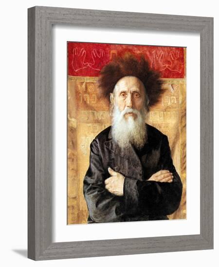 Portrait of a Rabbi before Torah Curtain-Isidor Kaufmann-Framed Art Print