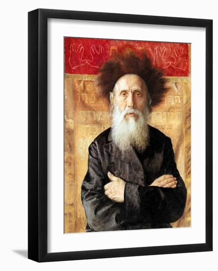 Portrait of a Rabbi before Torah Curtain-Isidor Kaufmann-Framed Art Print
