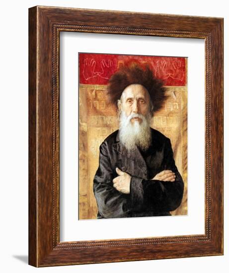 Portrait of a Rabbi before Torah Curtain-Isidor Kaufmann-Framed Art Print