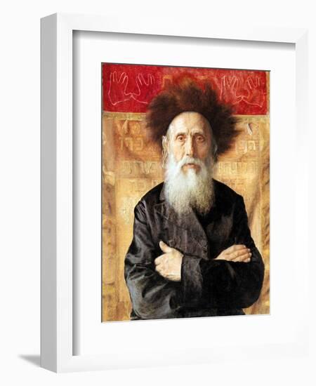 Portrait of a Rabbi before Torah Curtain-Isidor Kaufmann-Framed Art Print