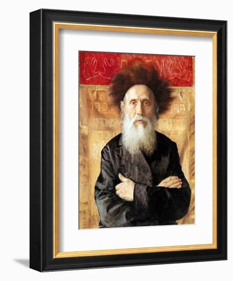 Portrait of a Rabbi before Torah Curtain-Isidor Kaufmann-Framed Art Print