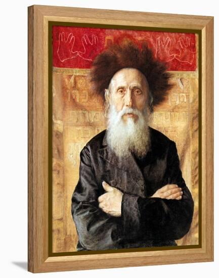 Portrait of a Rabbi before Torah Curtain-Isidor Kaufmann-Framed Stretched Canvas