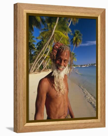 Portrait of a Rasta Man at Pigeon Point, Tobago, Trinidad and Tobago, West Indies, Caribbean-Gavin Hellier-Framed Premier Image Canvas