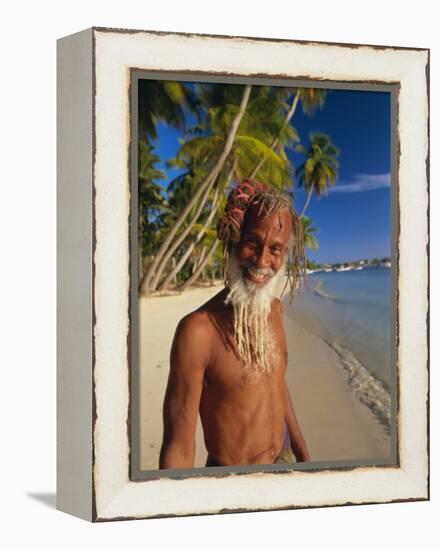 Portrait of a Rasta Man at Pigeon Point, Tobago, Trinidad and Tobago, West Indies, Caribbean-Gavin Hellier-Framed Premier Image Canvas