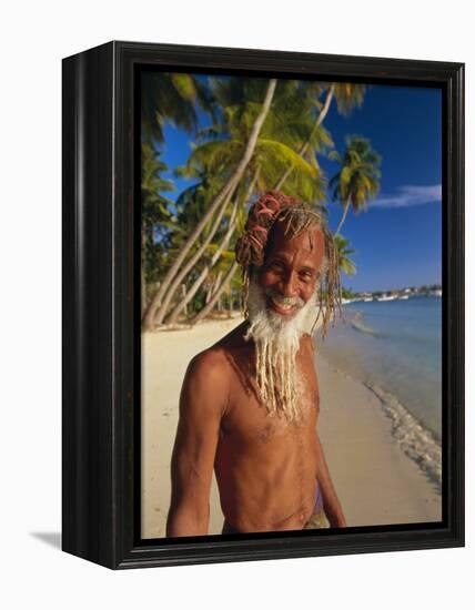 Portrait of a Rasta Man at Pigeon Point, Tobago, Trinidad and Tobago, West Indies, Caribbean-Gavin Hellier-Framed Premier Image Canvas