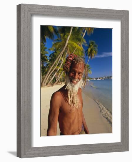 Portrait of a Rasta Man at Pigeon Point, Tobago, Trinidad and Tobago, West Indies, Caribbean-Gavin Hellier-Framed Photographic Print