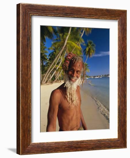 Portrait of a Rasta Man at Pigeon Point, Tobago, Trinidad and Tobago, West Indies, Caribbean-Gavin Hellier-Framed Photographic Print