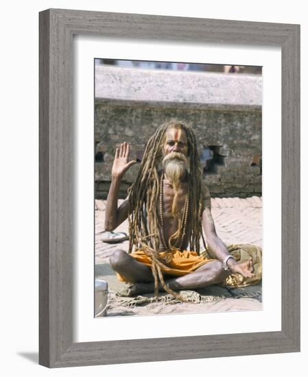 Portrait of a Sadhu, Hindu Holy Man, Pashupatinath Temple, Kathmandu, Nepal-Tony Waltham-Framed Photographic Print